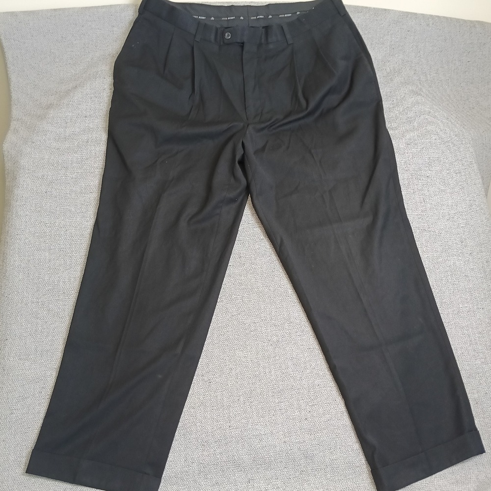 John Henry Dress Pants Mens 40/30 Black Good Pleated Cuffed Trousers